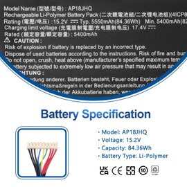 ANTIEE AP18JHQ Laptop Battery for Acer ConceptD 7 CN715-71 7 Pro CN715-71P Ezel CC715-71 CC715-71P CC715-91P Predator Triton 500 PT515-51 PT515-52 PT515-52-700U PT515-51-502R Series 15.2V 84.36Wh