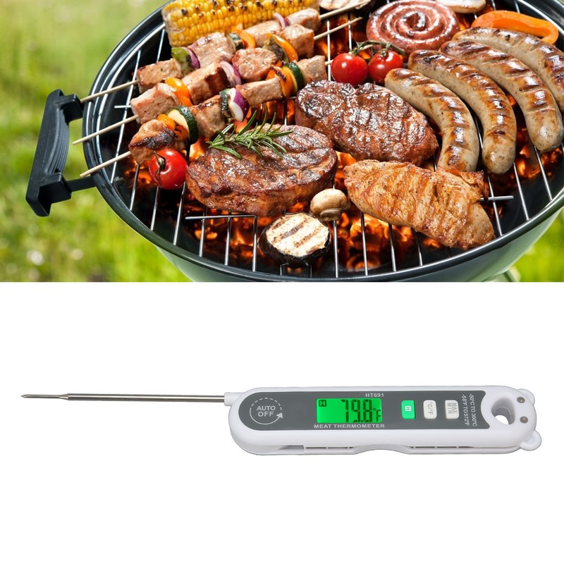 Probe Meat Thermometer Waterproof LCD Digital Folding Food Temperature Gauge