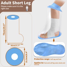 Waterproof Leg Cast Cover Showering with Non-Slip Bottom, Extra Wide Watertight Foot Cast Shower Protector for Foot After Surgery, Bunion Surgery, Foot Casts, Boots