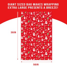 Christmas Gift Bags, Extra Large 3PCS, 56" x 36", Jumbo Plastic Bags with Tag and String for Huge Big Gifts Presents Wrapping Bike Gift Bag for Party Favors Present Wrapping