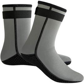 pdodo Premium Neoprene Socks for Men and Women - 3mm Warmth, Slip Resistance and Durability for Diving, Snorkeling, Surfing and More Ultimate Water Sports Comfort, gray