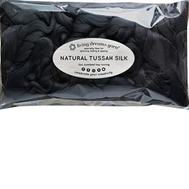 Tussah Silk Fiber for Spinning, Blending, Felting, Dyeing, and Paper Making. Premium Grade Glossy Black Combed Top Roving.
