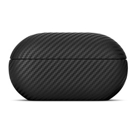 Haobobro Leather Case - for Beats Solo Buds Case Cover - Selected Skin-Friendly Leather, with Carbon Fibre Texture, Handmade Shockproof Protective Hard Cover for Beats Solo Buds 2024 - Black