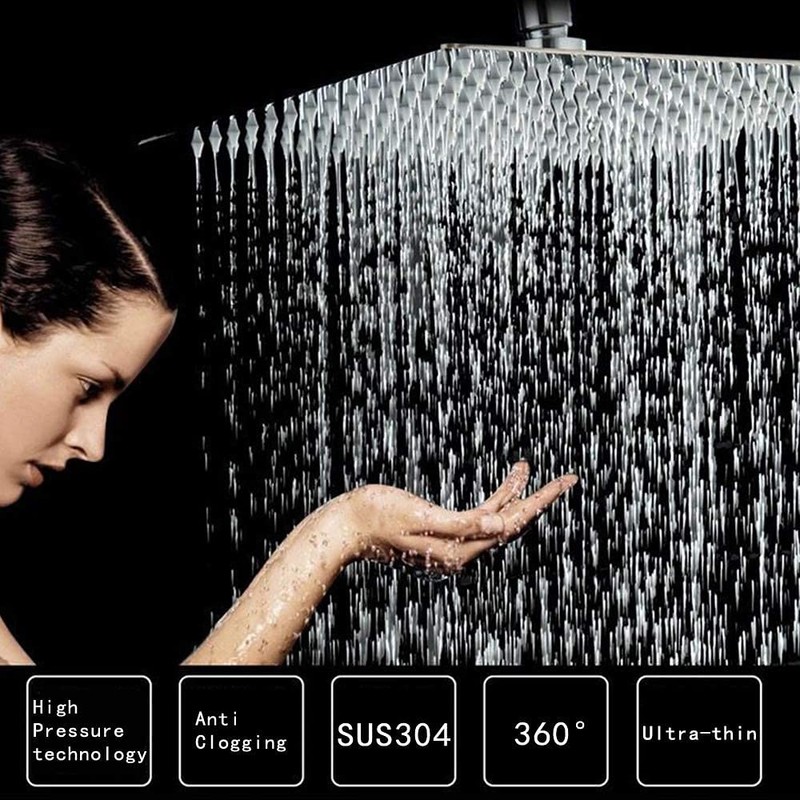 High Pressure Rain Shower Head, 304 Stainless Steel Large Rainfall