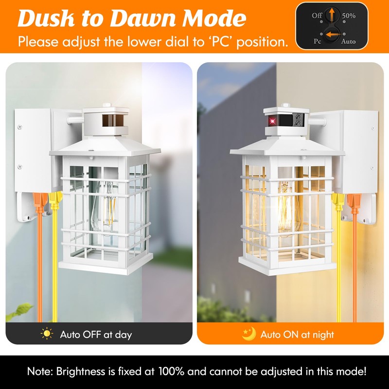 Porch Light with GFCI Outlets Built-in, Motion Sensor Dusk to