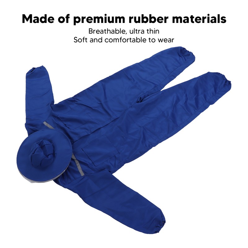 Bee Suit Rubber One Piece Designed Blue Unisex Beekeeping Clothing