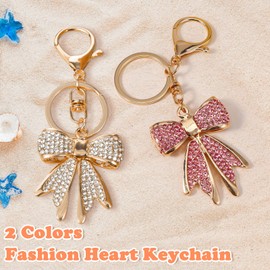 Rhinestone Bow Keychains for Women,Sparkly Bowknot Key Chain Crystal Rhinestone Car Key Rings Bling Cute Bow Charms for Key Purse Handbags Backpacks Keyring Accessory Keychain Gifts(Silver)