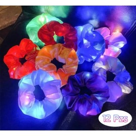 12pcs Goma Elásticas Led Light Pelo Scrunchies Para Fiestas Multicolors