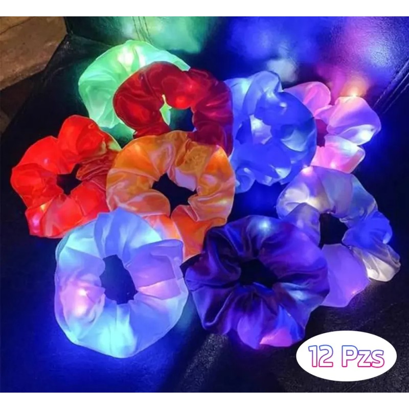 12pcs Goma Elásticas Led Light Pelo Scrunchies Para Fiestas Multicolors