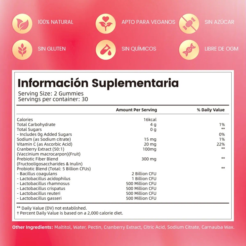 Vivonu Probiticos Mujer 100 Billion,bombn 60 Cpsulas Arndano