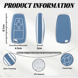 TOOMUME Key Cover TPU Car Key Case Fits Ford Ranger Raptor Mondeo Mustang Edge Ecosport Custom Kuga Fiesta Focus S-Max Lincoln, Key Cover Protection Key Shell - Smart Key