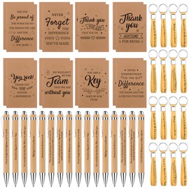 ULELE 48Pcs Thank You Notebooks Inspirational Employee Appreciation Gifts Bulk Thank You Ballpoint Pens Thank You Employees Keyring for Coworkers Staff Teacher Team Volunteer Social Worker