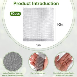 LIUBUJINGYING 60 Pcs Stainless Steel Gopher Proof Wire Basket Bulk, 1 Gallon Plant Root Protector, Mole and Vole Mesh Wire Baskets, Underground Plant Protection