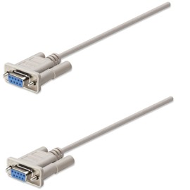 Manhattan CABITL720 Cable Serial DB-9 a RS-232, Null Modem, Hembra/Hembra, Color Gris, 1.8 m