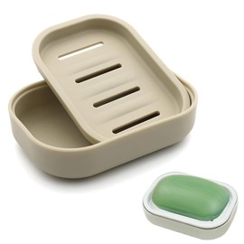 Soap Dish,Shower Soap Box,Non-slip, Drainable for Shower,Bathroom,Kitchen,Counter Top and Shelf,Easy Cleaning(Khaki)