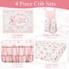 HNHUAMING 4-Piece Crib Bedding Set for Girls Boys, Baby Crib