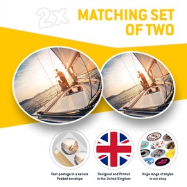 Vinyl Stickers (Set of 2) 20cm - Sunset Sailing Boat Yacht Sail #16156