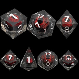 ORUZA 7 PCS Dragon Eye Dice Liquid Core DND Dice Resin Sharp Edge Dice Polyhedral D&D Dice Set for Dungeons and Dragons Role Playing Dice Set D20 D12 D10 D8 D6 D4