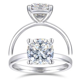HAFEEZ CENTER D Color VVS 3ct Solitaire Cushion Cut Moissanite Engagement Rings for Women (7)