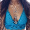 DoubleNine Long Multilayer Statement Necklace 4 Layer Hippie Boho Circle