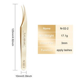 NAGARAKU Eyelash Extension Tweezers Gold Straight Isolation Professional Isolator Stainless Steel Precision (N-02-2)