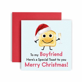 Huxters A Special Toast Boyfriend Merry Christmas Card for Him– Funny Boyfriend Card for Christmas – Blank Interior Xmas Card with Recyclable Envelope –Paper Funny Card for Boyfriends (Boyfriend)