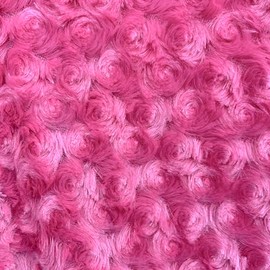 Ruth HOT Pink Cuddle Minky Rosette Soft Faux Fur Fabric by The Yard - 10083