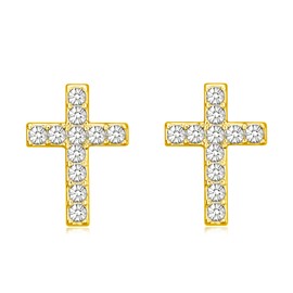 Gold Cross Stud Earrings for Women,Initial Letter Cross Earrings Gifts Jewelry (Stud Gold Cross)