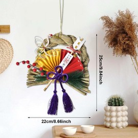 1138 New Year Decoration, Approx. 14.6 x 9.8 inches (37 x 25 cm), Handmade, Shimenrope Ornament, New Year Decoration, Entrance, Wreath, Good Luck Decoration (Celebration), Stylish, Entrance, Wreath