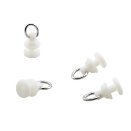 TAODAN 50PCS Guide Rail Glider Hooks 0.43x0.83 inch Ceiling Curtain Track Glider Plastic Ring Mosquito Net Straight Track Curved Track Hooks Shower Curtain Carrier Pulley Accessories