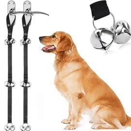 MINGZE Pack of 2 Dog Doorbells, Dog Bells Toilet Training Puppy, Internal Training Doorbell - Length Adjustable Dog Door Bells (Black)