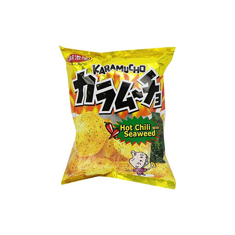 Koikeya Karamucho Chips Hot Chili with Seaweed, 1.9 Oz