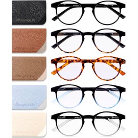 Magma Life Lentes para Computadora y Lectura: Paquete de 5 Lentes con Tecnología Blue Light y Armazones en Varios Colores Clásicos, Gafas para Hombre y Mujer