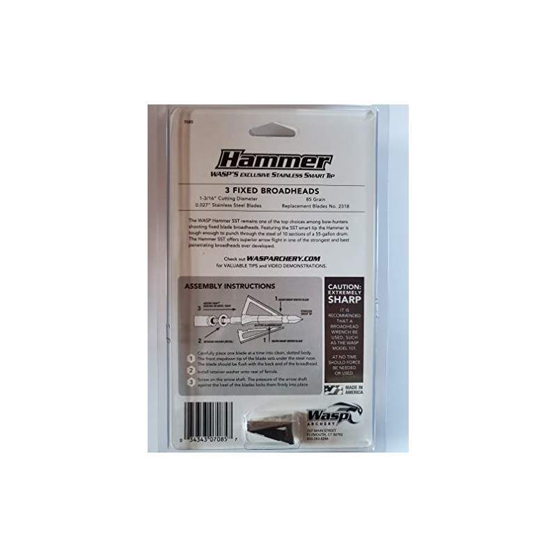 Wasp Hammer SST 85 Grain Fixed Blade Broadhead