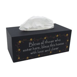 CVHOMEDECO. Primitives Rectangular Tissue Box Cover Rustic Bless Cardboard Tissue Box Holder for Home/Bath Decor, 10 x 5 x 4 Inch