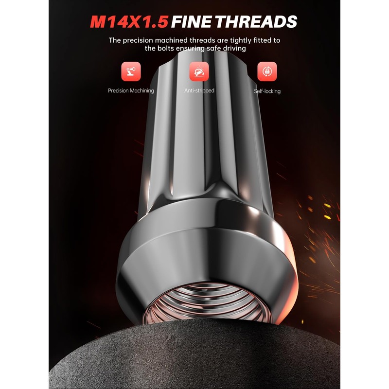 Sposuit M14x1.5 Spline Lug Nuts - Replacement for 2012-2024 RAM