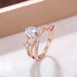 BRM 바로문 모이사나이트 다이아 반지 1캐럿 은반지 프로포즈 여자 커플 우정 쥬얼리 BRM Baromoon Moissanite Diamond Ring 1 Carat Silver Ring Proposal Women's Couple Friendship Jewelry [Rose gold]