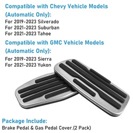APESER Compatible with Chevy Silverado Pedal Covers 2019-2024,Gmc Sierra 1500 Pedal Pads for Brake & Accelerator,Aluminum Gas Foot Pedal Cover for 2021-2024 Yukon,Suburban,Tahoe(Automatic Only, 2Pcs)
