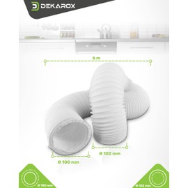 DEKAROX 6 m PVC Exhaust Hose Diameter 100/102 mm Flexible for 100 Air Conditioning Tumble Dryer Extractor Hood