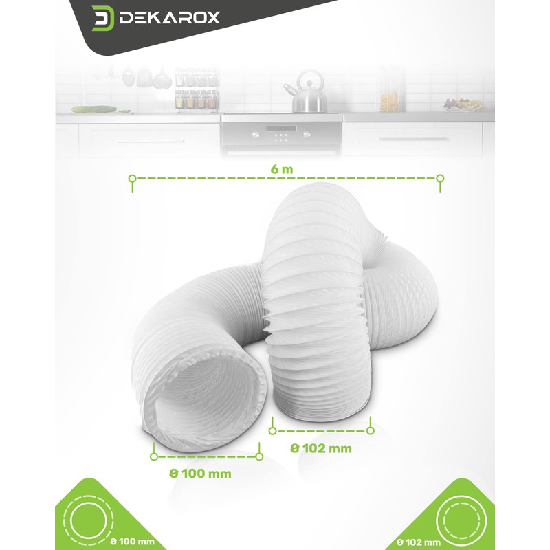 DEKAROX 6 m PVC Exhaust Hose Diameter 100/102 mm Flexible