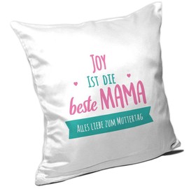 Eurofoto Kissen mit Motiv und Text - Joy ist die Beste Mama - | Alles Liebe zum Muttertag | Mama-Kissen | Geschenk-Idee für Mütter