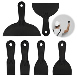 6 Pieces Black Plastic Scraper Tool Set, Wallpaper Scraper Plastic, Paint Scraper Plastic Tool for Spackling, Spatula Scraper, Filler Scraper for Patching, Car Painting scrapers