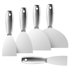 Fishark Putty Knife, 5 Pcs Putty Knife Set, 2" 3" 4" 6" 8" Stainless Steel Scraper, Spackle Knife, Wallpaper Scraper Paint Scraper Tool for Drywall Repair, Removing Wallpaper, Mud, Applying Plaster