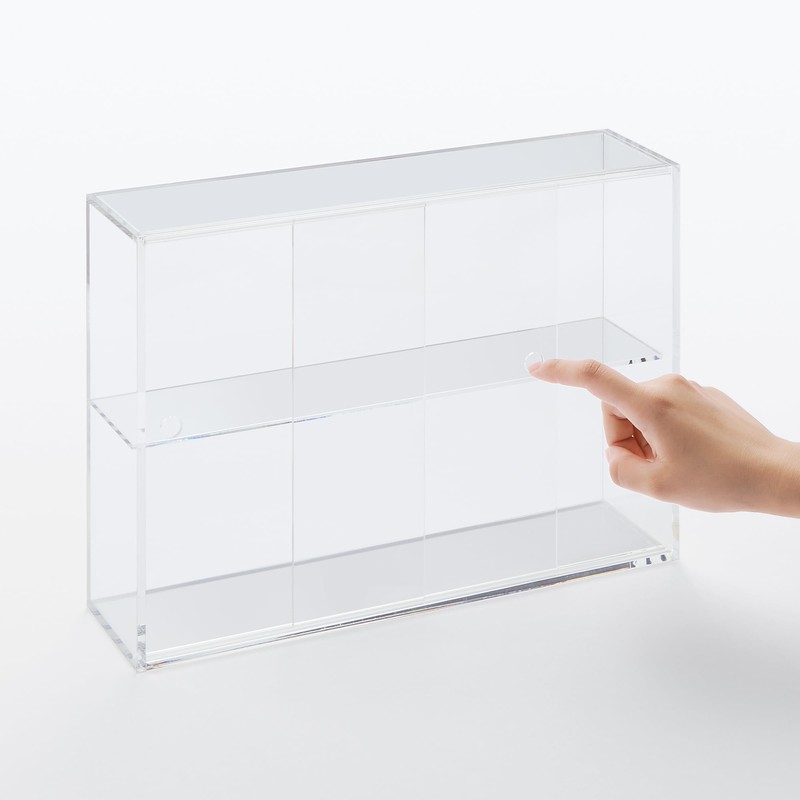 MUJI 02856113 Acrylic Collection Stand with Sliding Door, Large, Approx.