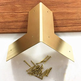 Tiazza 4Pcs Antique Pure Brass Heavy Duty Corner Protectors Braces Classical Furniture Tables and Chairs Cabinet Corner Guard (Gold)