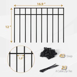 21 Pack - 17"x12" Animal Barrier Fence, 30Ft(L) No Dig Fence for Dogs with Strong Snap Connect, 4 Gauge Black Powder Coated Steel, Dog Rabbits Fence Barrier for Outdoor Landscaped Yard
