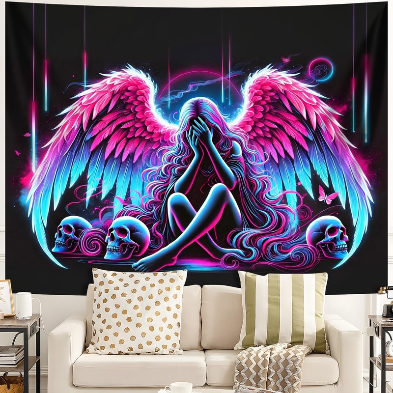 BVBOX Blacklight Tapestry,WingTapestry Glow In The Dark,UV Reactive Black Light