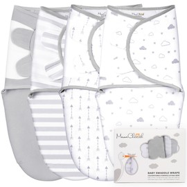Mama Cheetah Preemie Swaddle Sack, Organic Cotton Swaddling Sleep Sacks, Preemie Swaddle Blanket Wrap, Easy Swaddles for Premature Baby Boy Girl 4-7 lbs, Newborn Essentials, 4-pack Grey