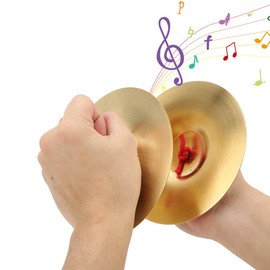 Lwuey Crash Cymbals, 14.7 cm Brass Drums Hand Cymbals Finger Cymbals Percussion Instrument Musical Instrument Cymbals Elastic Bracelet for Dancers Ball Party Percussion Instruments Equipment Adults