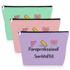 3 Pack Paraprofessional Gifts Teacher Appreciation Gifts 3PCS Makeup Bags Paraeducator Cosmetic Pouch 3 Pieces Cosmetic Bag Para Teacher Presents Birthday Graduation Presents for Counselor Tutor